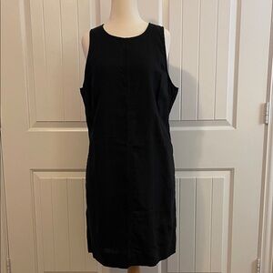 Linen Black Sleeveless Dress L Tall